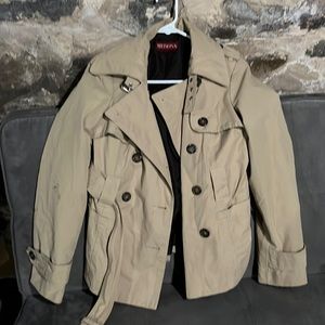 Tan jacket with belt